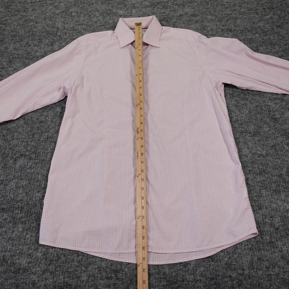 ETON Dress Shirt‎ Mens 46 -16 1/2 Pink Micro Check Long Sleeve Button Up - Picture 5 of 14